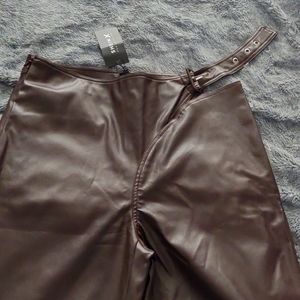 Shein belted cut out faux leather pants size L